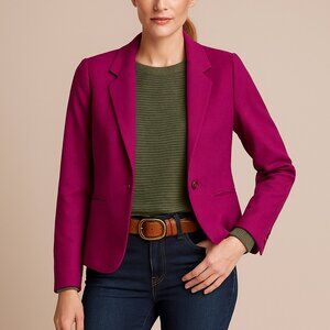 Vintage Pendleton 100% Virgin Wool Fushsia Pink Blazer Jacket Women Size 12 80s